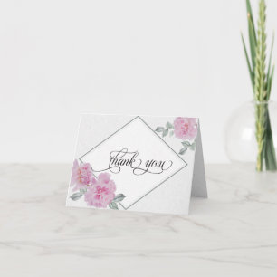 Modern Watercolor Glitter Foliage BarefootBride™ Thank You Card