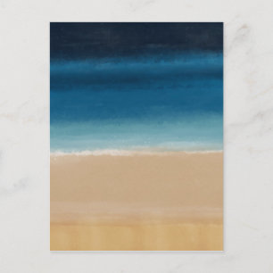 Modern Watercolor Gold Blue Beach Holiday Postcard