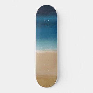 Modern Watercolor Gold Blue Beach Skateboard