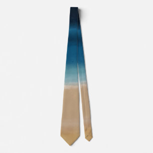 Modern Watercolor Gold Blue Beach Tie