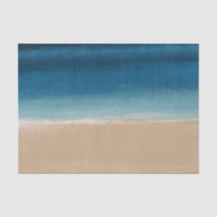 Modern Watercolor Gold Blue Beach Tissue Paper