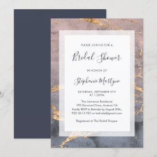 Modern Watercolor & Gold Bridal Shower Invitation