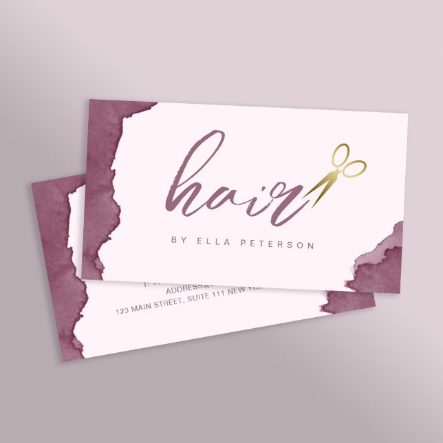 Modern watercolor gold hair  business card (Creator Uploaded)