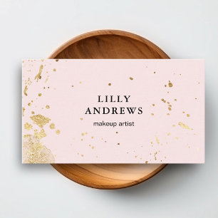 Modern Watercolor Gold (imitation) pink Business Card