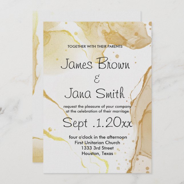 Modern Watercolor Gold Invitation (Front/Back)