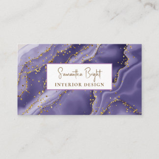 Modern Watercolor Golden Glitter Business Card