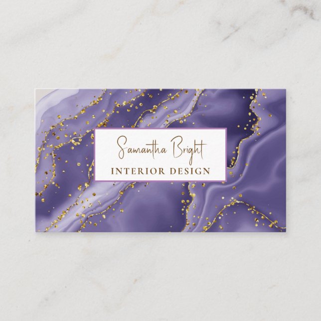 Modern Watercolor Golden Glitter Business Card (Front)