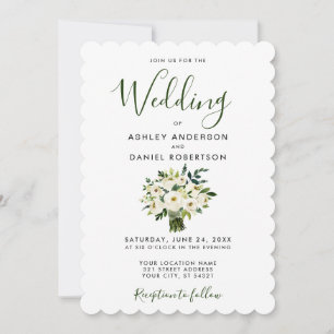 Modern Watercolor Green Floral Wedding Invitation