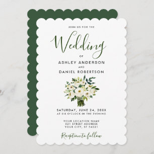 Modern Watercolor Green Floral Wedding Invite