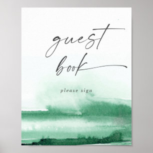 Modern Watercolor   Green Guest Book Sign