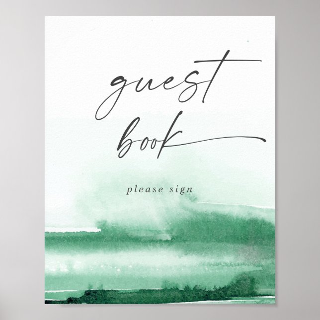 Modern Watercolor | Green Guest Book Sign (Front)