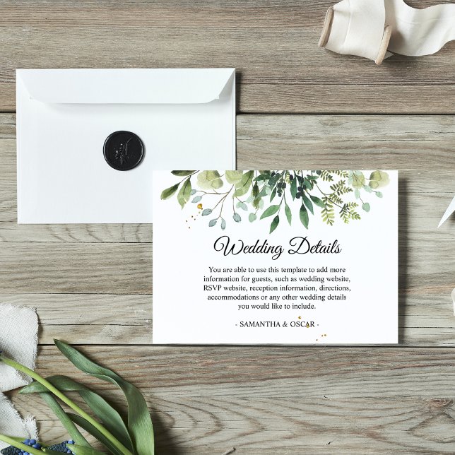 Modern Watercolor Green Leaves Branch Enclosure Card (Creator Uploaded)