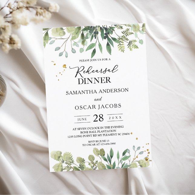 Modern Watercolor Green Leaves Branch Invitation (Creator Uploaded)