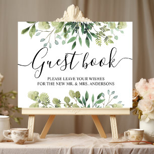 Modern Watercolor Green Leaves Branch Poster