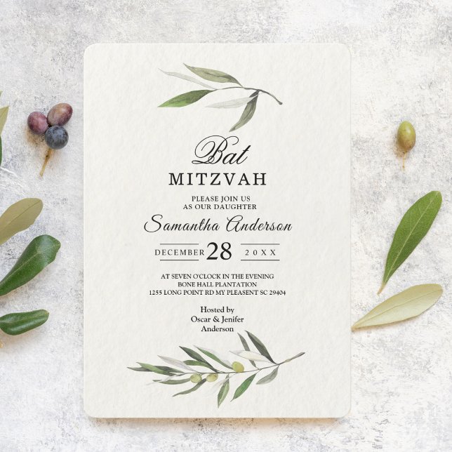 Modern Watercolor Green Olive Branch Invitation (Creator Uploaded)