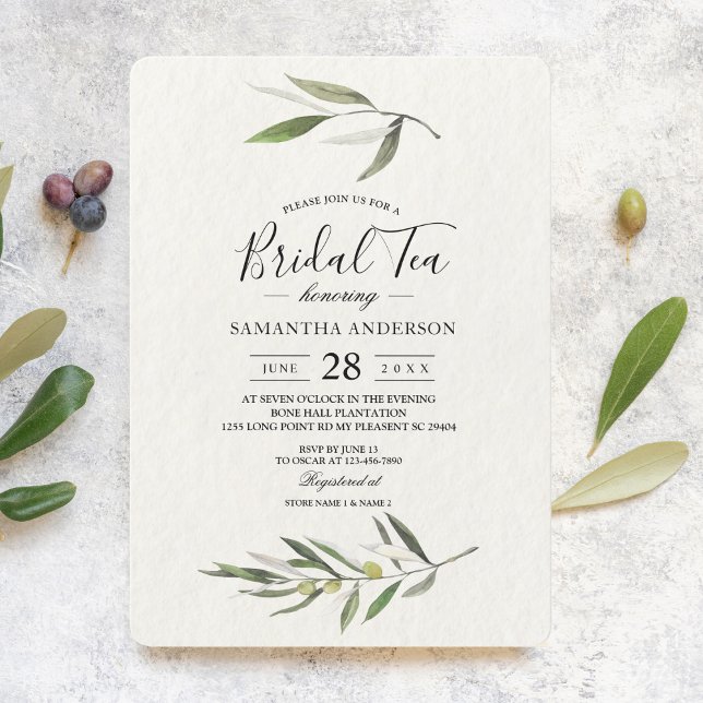 Modern Watercolor Green Olive Branch Invitation (Creator Uploaded)