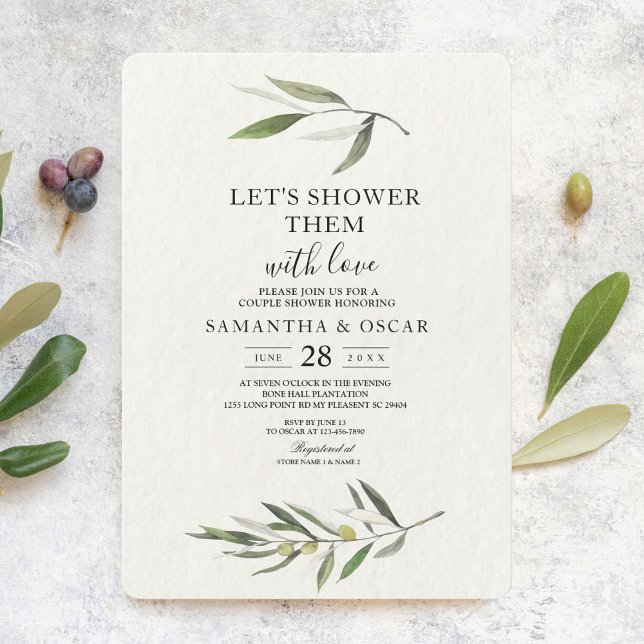 Modern Watercolor Green Olive Branch Invitation (Creator Uploaded)