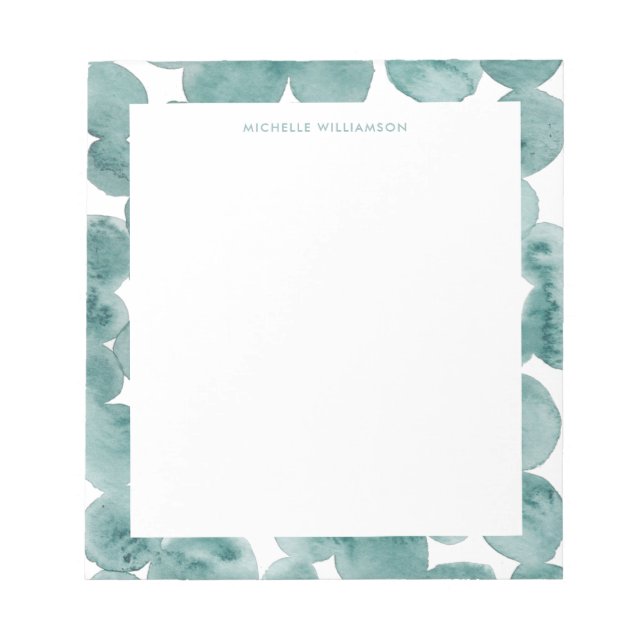 Modern Watercolor Green Sea Foam Turquoise  Notepad (Front)