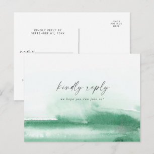 Modern Watercolor Green Song Request RSVP Postcard
