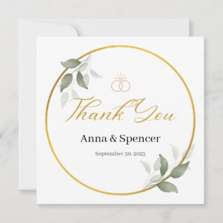 Modern Watercolor Green Thank You Wedding Favour Invitation