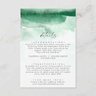 Modern Watercolor   Green Wedding Details Enclosure Card