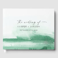 Modern Watercolor | Green Wedding Guest Book
