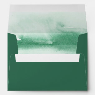 Modern Watercolor   Green Wedding Invitation Envel Envelope