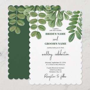 Modern Watercolor Greenery Emerald Green Wedding Invitation