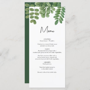 Modern Watercolor Greenery Emerald Green Wedding Menu