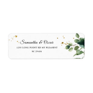 Modern Watercolor Greenery Frame & Gold Dots