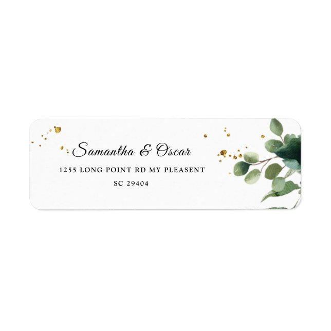 Modern Watercolor Greenery Frame & Gold Dots (Front)