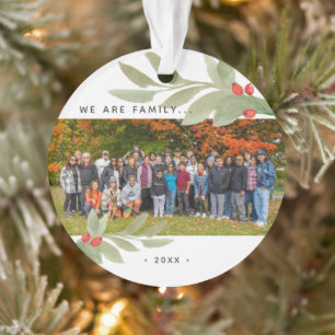 Modern Watercolor Greenery Photo Acrylic Ornament