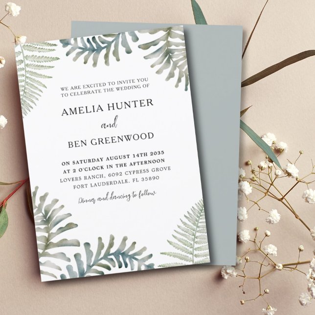 Modern Watercolor Greenery Wedding  Invitation (Creator Uploaded)