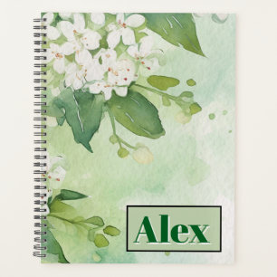 Modern Watercolor Greeny Flowers & personalise Planner