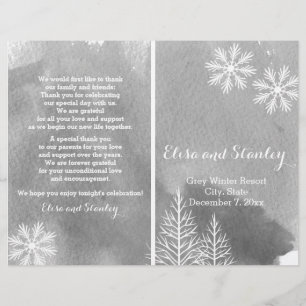 Modern watercolor grey folded wedding program