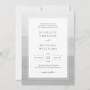 Modern Watercolor Grey Wedding Invitation