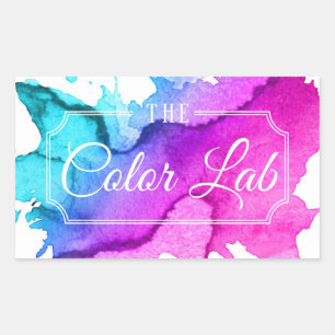 Modern Watercolor Hair Salon Hair Stylist Rectangular Sticker