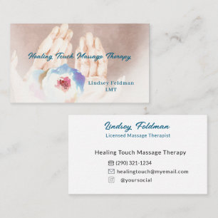 Modern Watercolor Hands Massage Therapist 4 Business Card