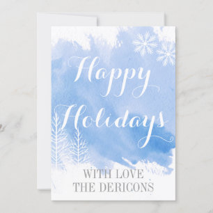 Modern watercolor Happy Holidays Christmas Holiday Card