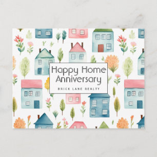 Modern Watercolor Home Anniversary Follow Up Postcard