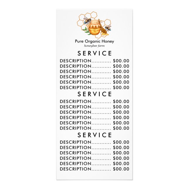 Modern Watercolor Honeycombs with bee Rack Card (Front)