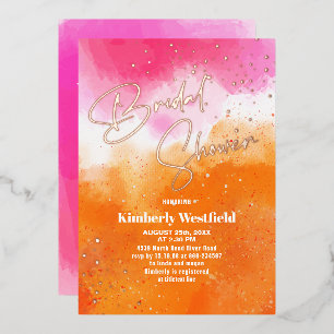 Modern Watercolor Hot Pink Orange Bridal Shower