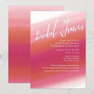 Modern Watercolor Hot Pink & Orange Bridal Shower Invitation