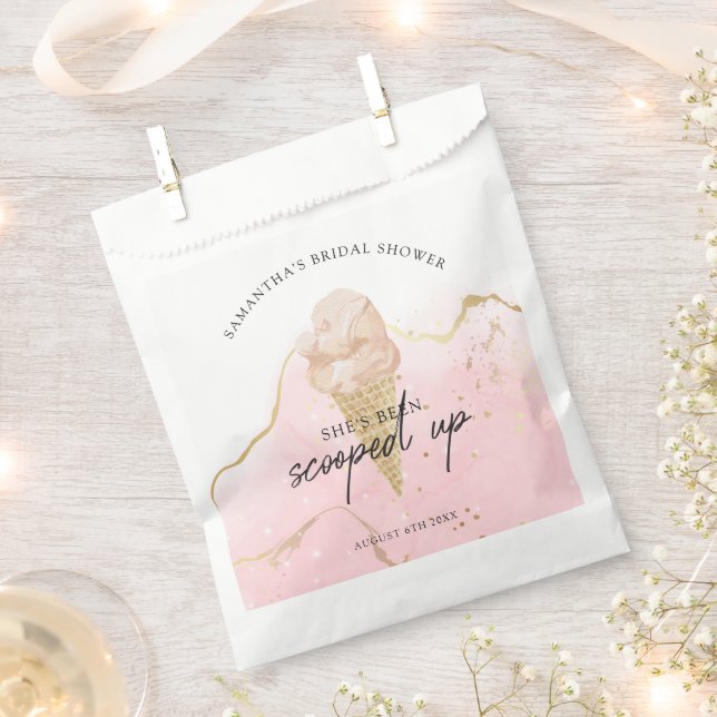 Modern Watercolor Ice Cream Bridal Shower Favour Bags (Clipped)