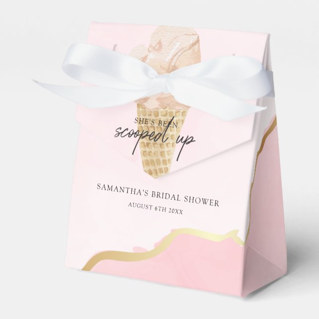 Modern Watercolor Ice Cream Bridal Shower Favour Box (Front Side)