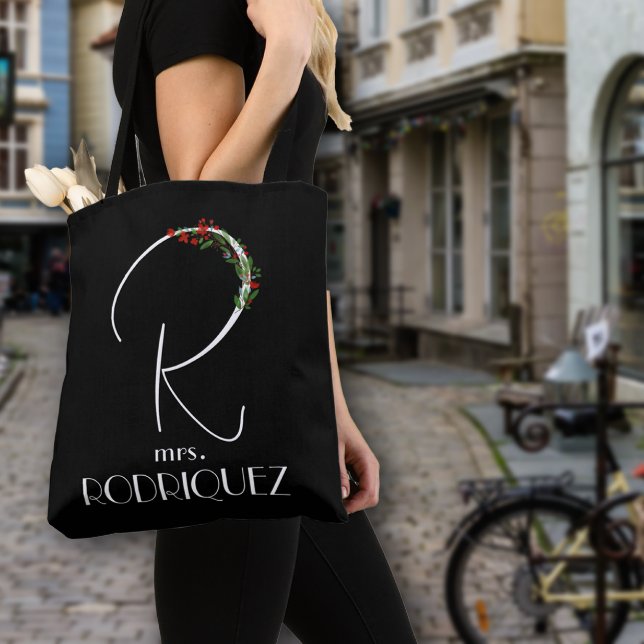 Modern watercolor initial name R teacher Tote Bag (Creator Uploaded)