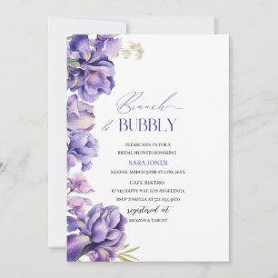 Modern Watercolor Iris Lilac Bridal Shower Brunch  Invitation