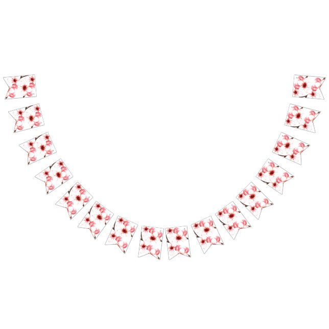Modern Watercolor Japanese Cherry Blossom Wedding Bunting (All)