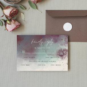 Modern Watercolor Jewel Tones Boho Meal Choice RSVP Card