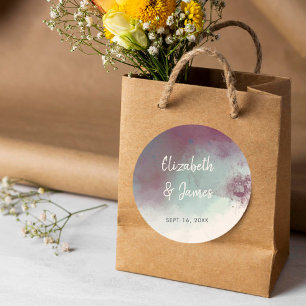 Modern Watercolor Jewel Tones Boho Wedding Classic Round Sticker